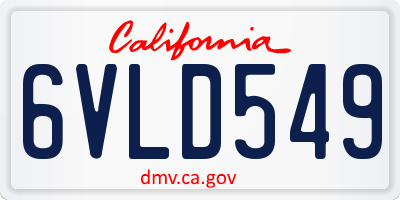 CA license plate 6VLD549