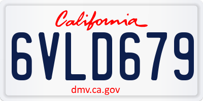 CA license plate 6VLD679