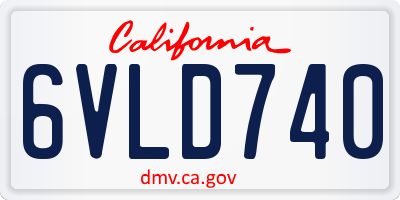 CA license plate 6VLD740
