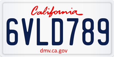 CA license plate 6VLD789