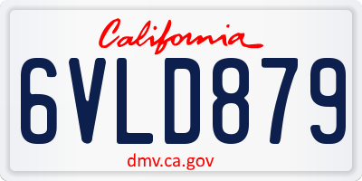 CA license plate 6VLD879
