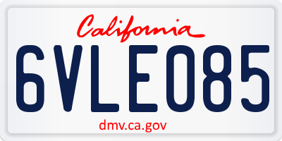 CA license plate 6VLE085