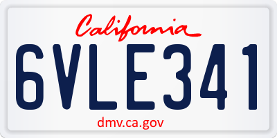 CA license plate 6VLE341