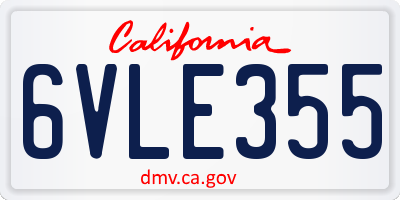 CA license plate 6VLE355