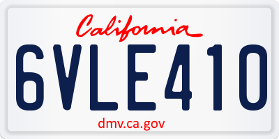 CA license plate 6VLE410