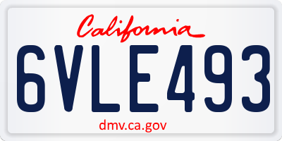 CA license plate 6VLE493