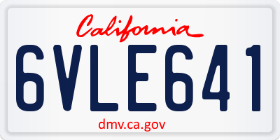 CA license plate 6VLE641