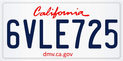 CA license plate 6VLE725