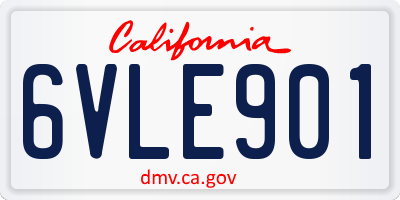 CA license plate 6VLE901