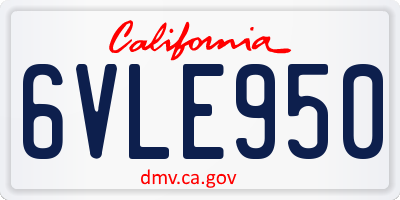 CA license plate 6VLE950