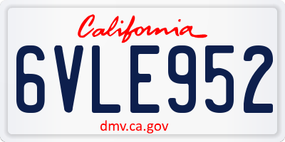 CA license plate 6VLE952