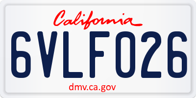 CA license plate 6VLF026