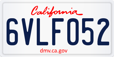 CA license plate 6VLF052