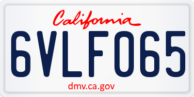 CA license plate 6VLF065