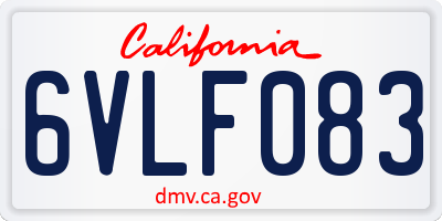 CA license plate 6VLF083