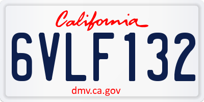 CA license plate 6VLF132