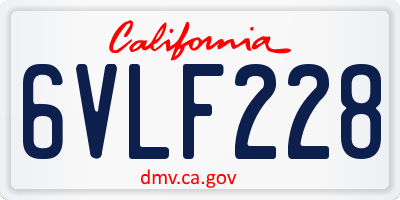 CA license plate 6VLF228