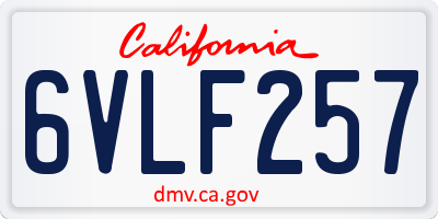 CA license plate 6VLF257