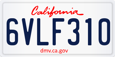 CA license plate 6VLF310
