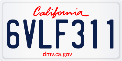 CA license plate 6VLF311