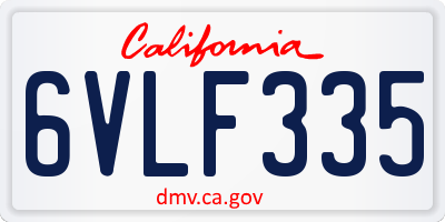 CA license plate 6VLF335