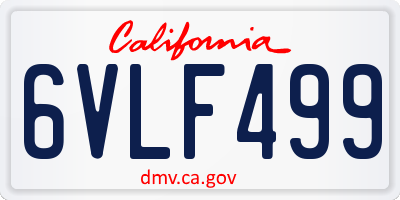 CA license plate 6VLF499