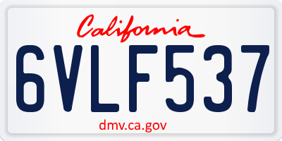 CA license plate 6VLF537