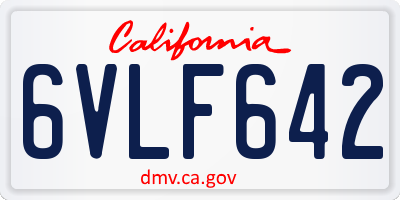 CA license plate 6VLF642