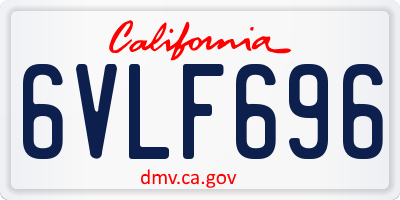 CA license plate 6VLF696
