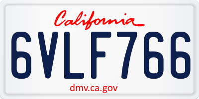 CA license plate 6VLF766