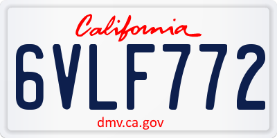 CA license plate 6VLF772