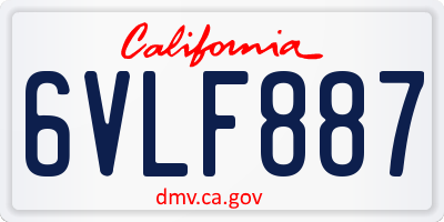 CA license plate 6VLF887
