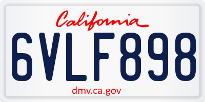 CA license plate 6VLF898