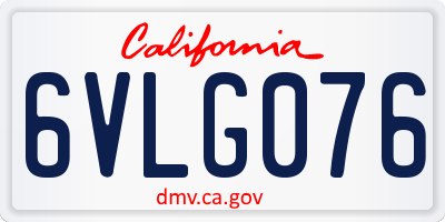 CA license plate 6VLG076