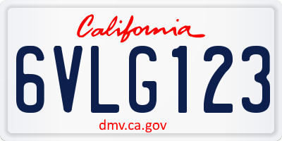 CA license plate 6VLG123