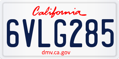 CA license plate 6VLG285
