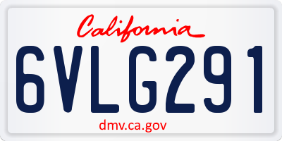 CA license plate 6VLG291