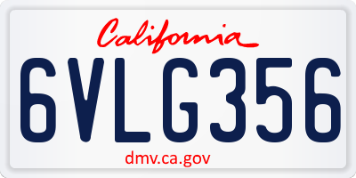 CA license plate 6VLG356