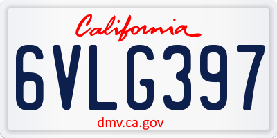 CA license plate 6VLG397