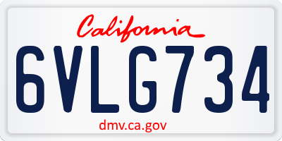 CA license plate 6VLG734