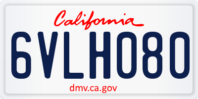 CA license plate 6VLH080