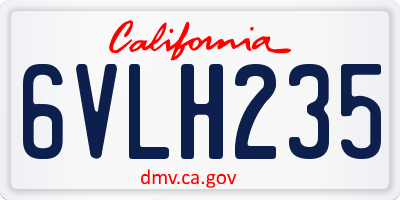CA license plate 6VLH235