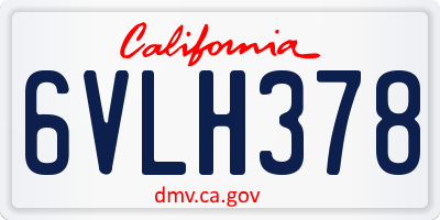 CA license plate 6VLH378