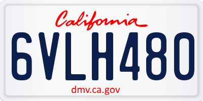 CA license plate 6VLH480