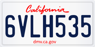 CA license plate 6VLH535