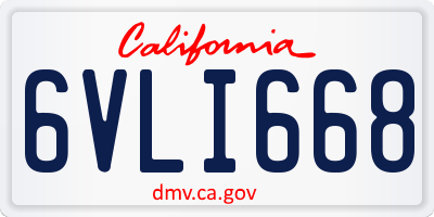 CA license plate 6VLI668
