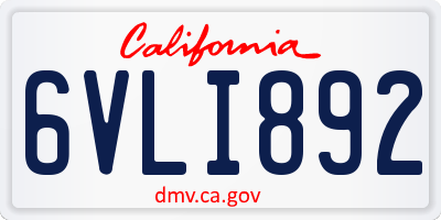 CA license plate 6VLI892