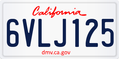 CA license plate 6VLJ125
