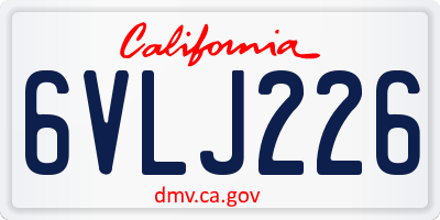 CA license plate 6VLJ226