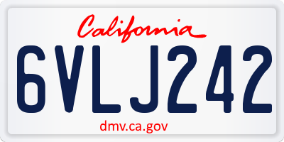 CA license plate 6VLJ242